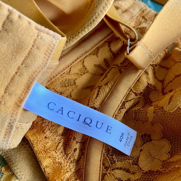Cacique by Lane Bryant Unlined Balconette Bra golden yellow Size 40H - Picture 2 of 2